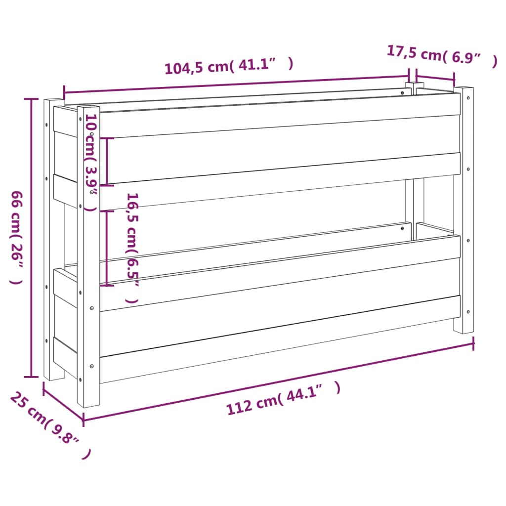 Fioriera Marrone Ambra 112x25x66 cm in Legno Massello di Pino