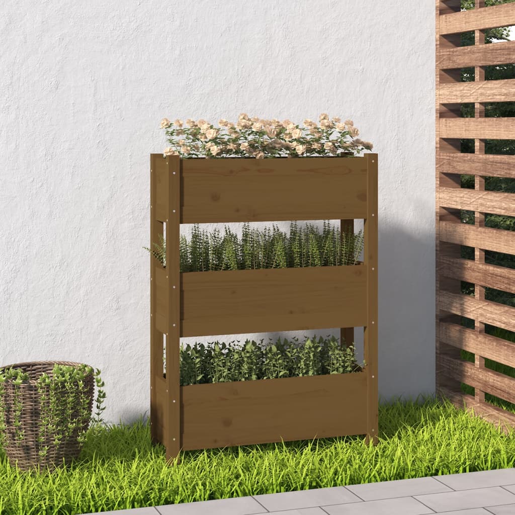 Fioriera Marrone Ambra 77x25x104,5 cm in Legno Massello di Pino