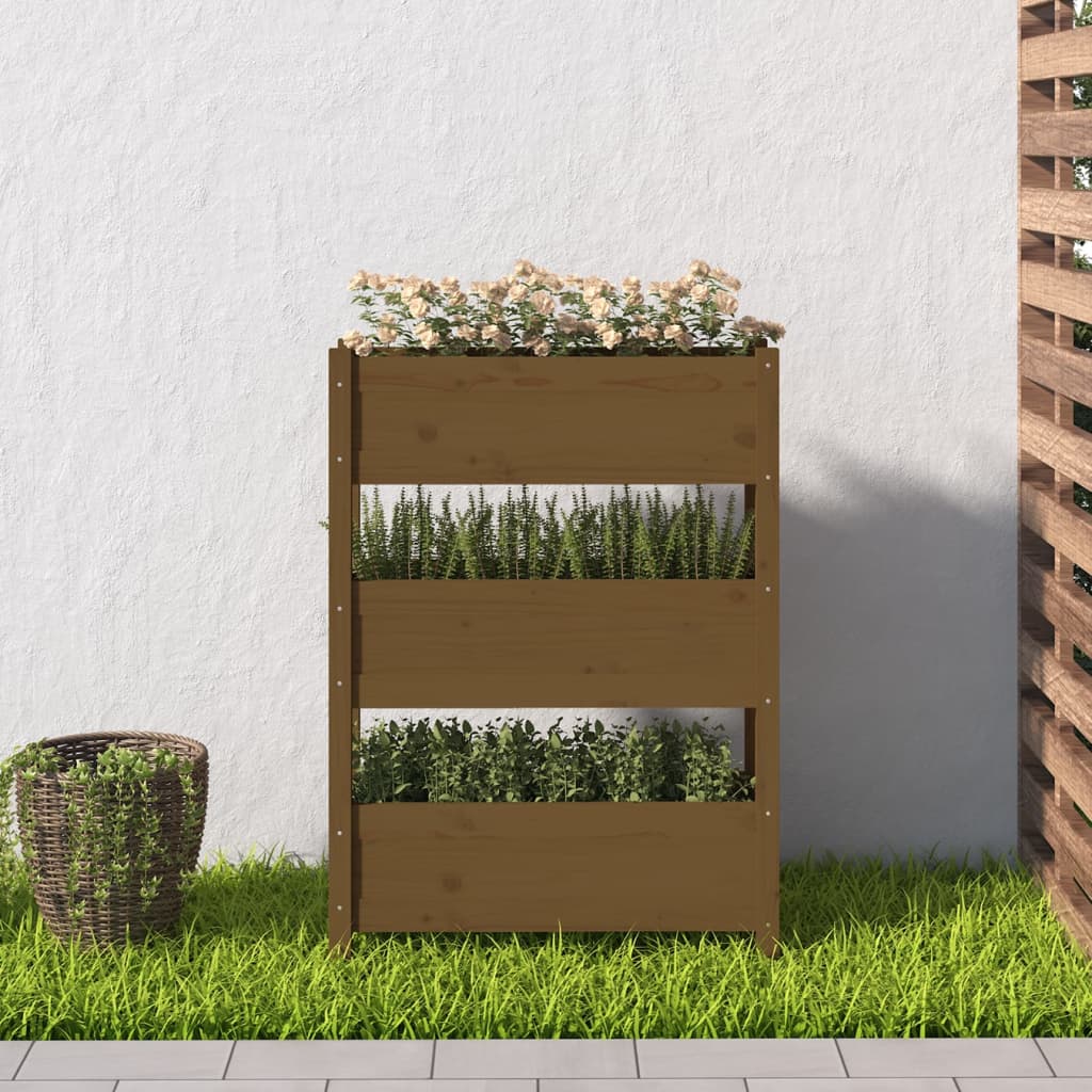 Fioriera Marrone Ambra 77x25x104,5 cm in Legno Massello di Pino