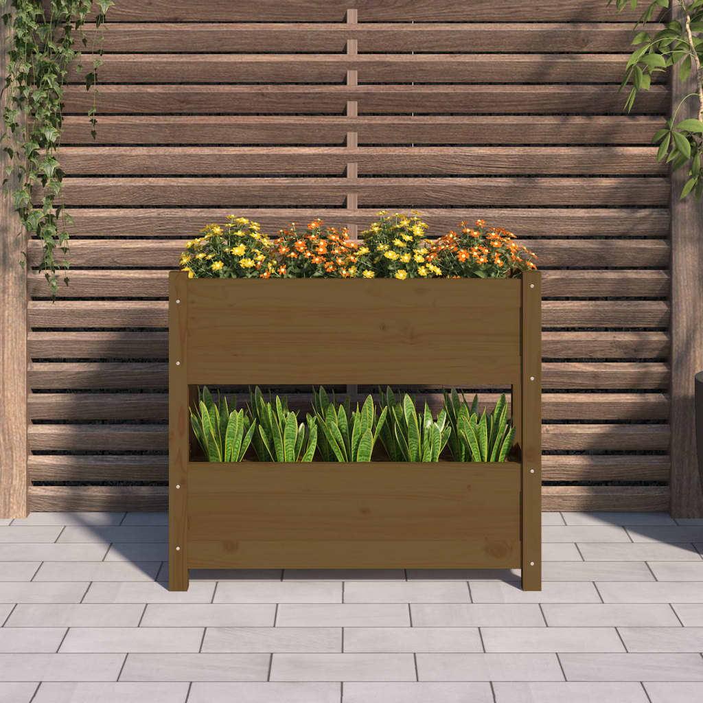 Fioriera Marrone Ambra 77x25x66 cm in Legno Massello di Pino