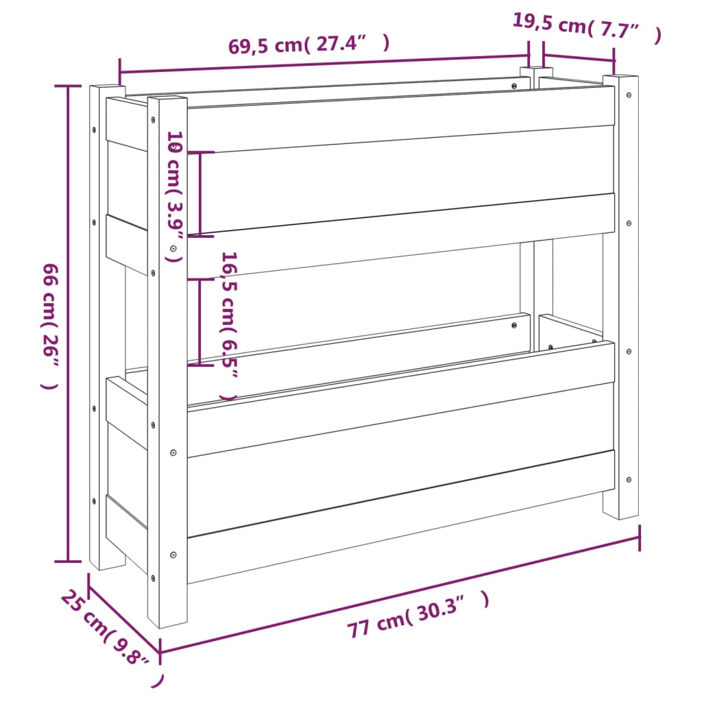 Fioriera Marrone Ambra 77x25x66 cm in Legno Massello di Pino