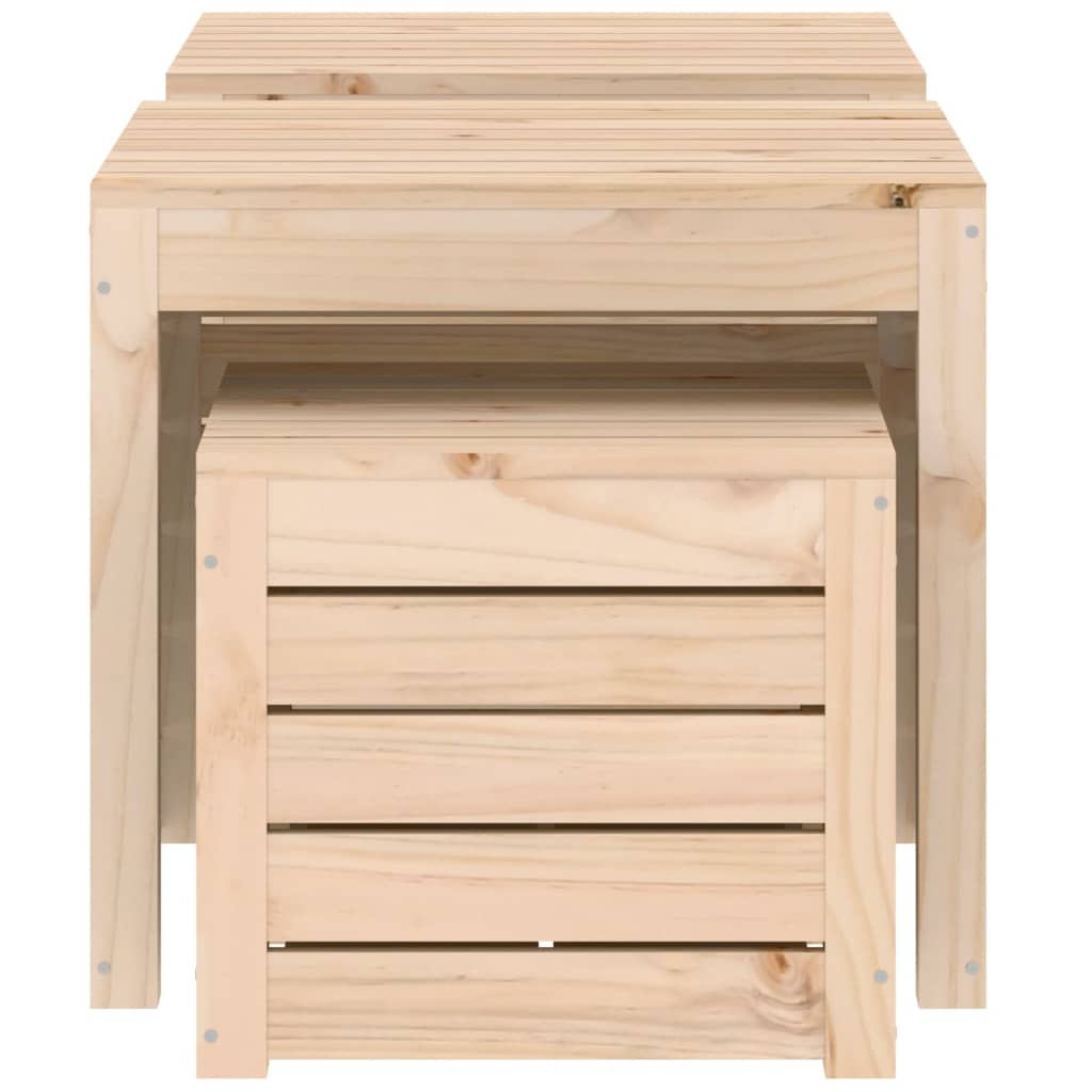 Set Cassette da Giardino 3 pz in Legno Massello di Pino