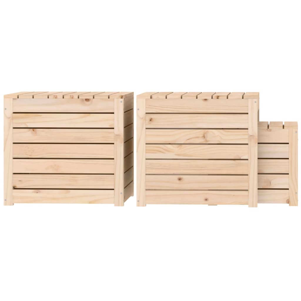 Set Cassette da Giardino 3 pz in Legno Massello di Pino