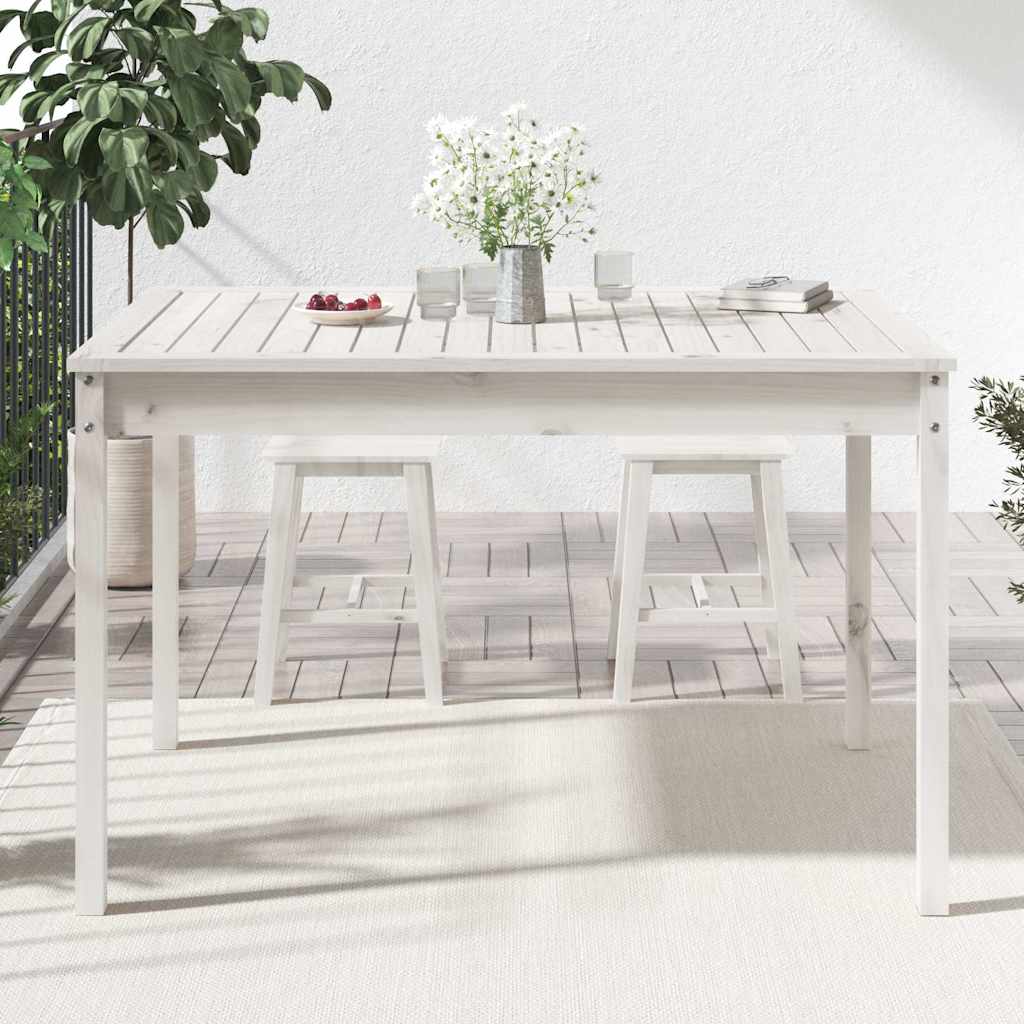 Tavolo da Giardino Bianco 121x82,5x76 cm Legno Massello di Pino