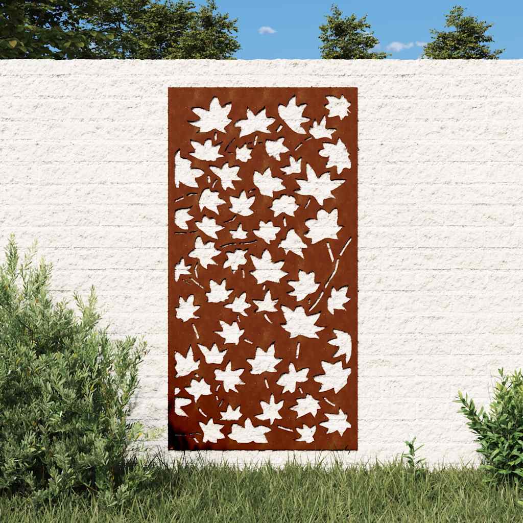 Decorazione Muro Giardino 105x55 cm Foglia Acero Acciaio Corten