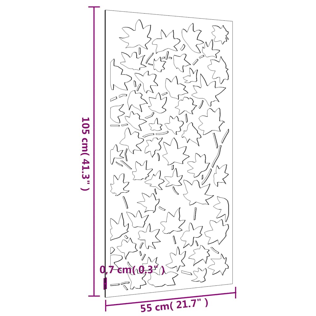 Decorazione Muro Giardino 105x55 cm Foglia Acero Acciaio Corten