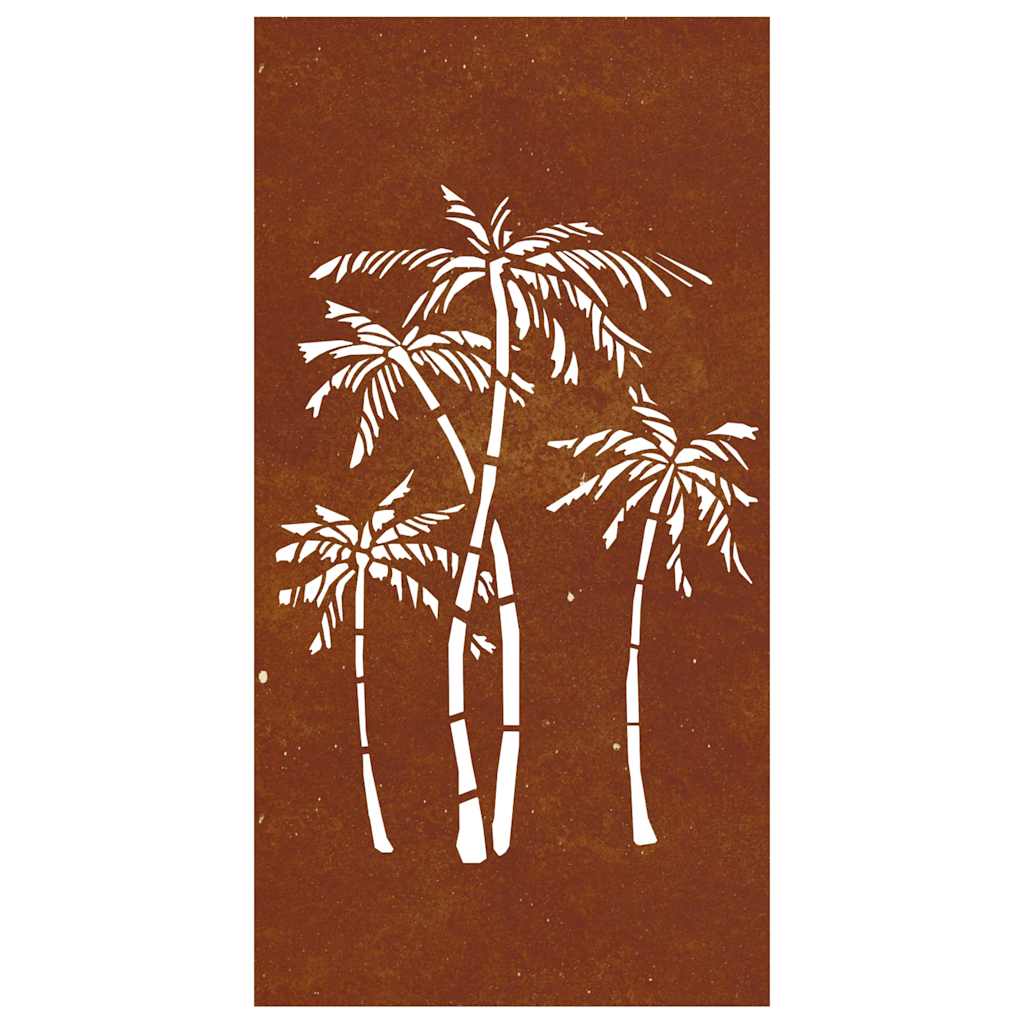 Decorazione Muro da Giardino 105x55 cm Palma in Acciaio Corten
