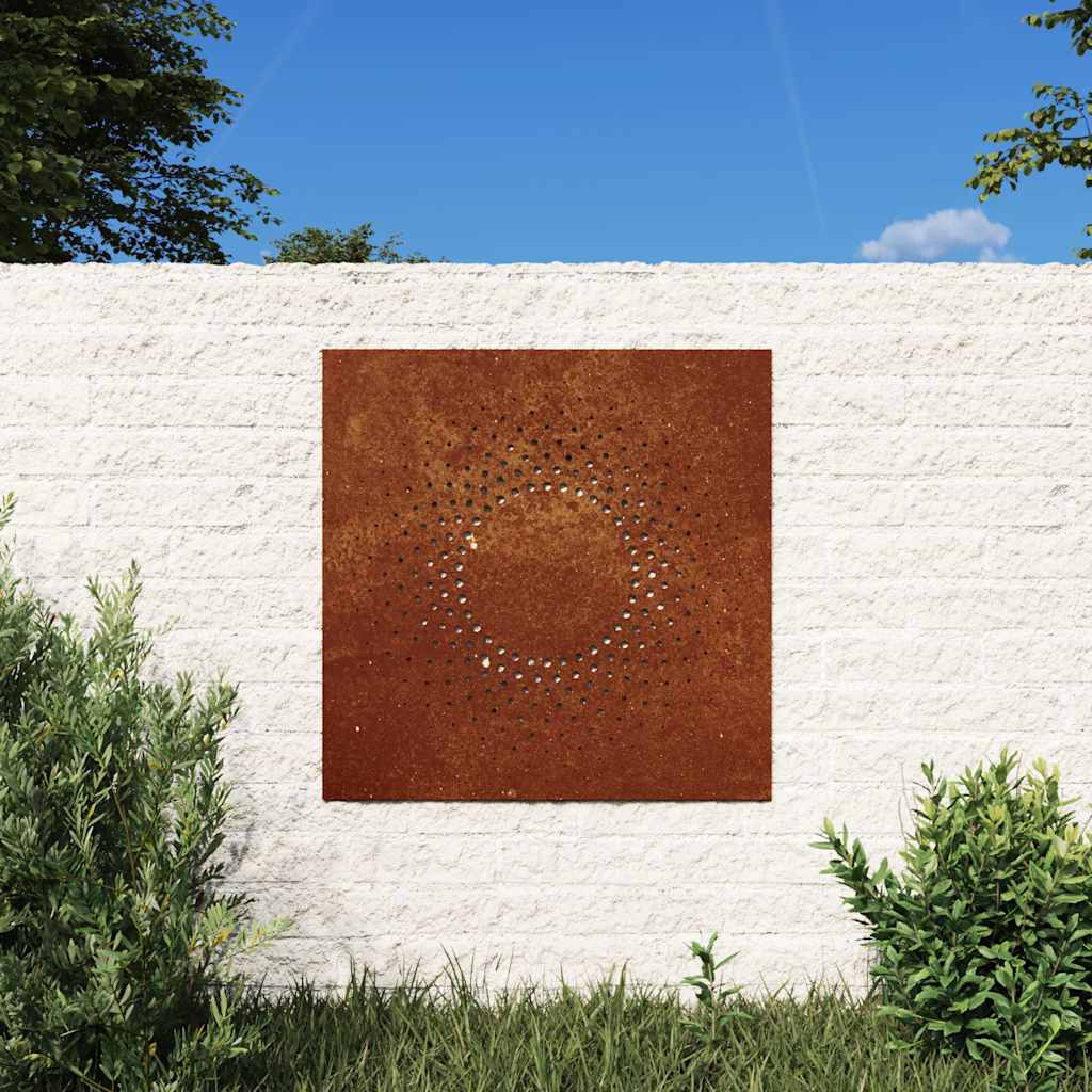 Decorazione Muro da Giardino 55x55 cm Sole in Acciaio Corten
