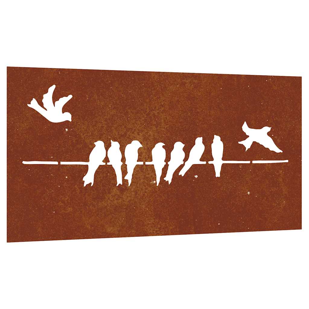 Decorazione Muro da Giardino 105x55 cm Uccello Acciaio Corten