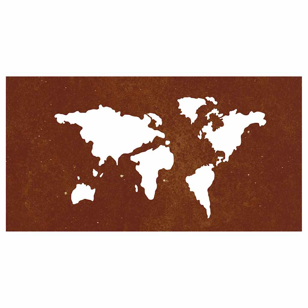 Decorazione Muro Giardino 105x55 cm Mappa Mondo Acciaio Corten