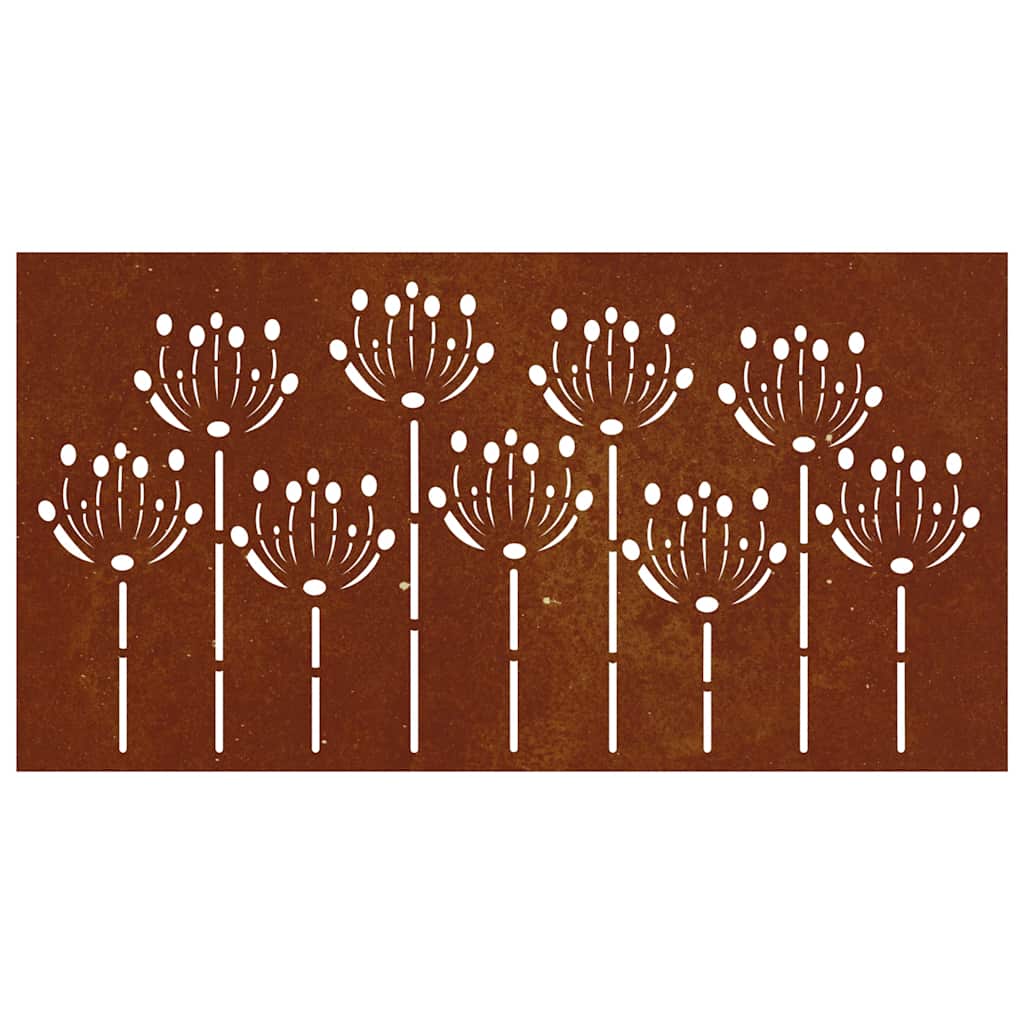 Decorazione Muro da Giardino 105x55 cm Fiore in Acciaio Corten