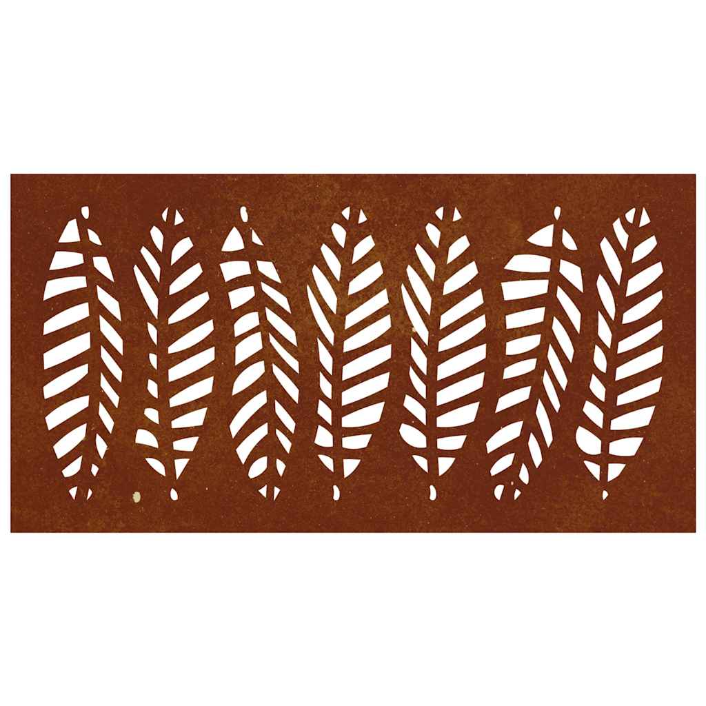 Decorazione Muro da Giardino 105x55 cm Foglia Acciaio Corten