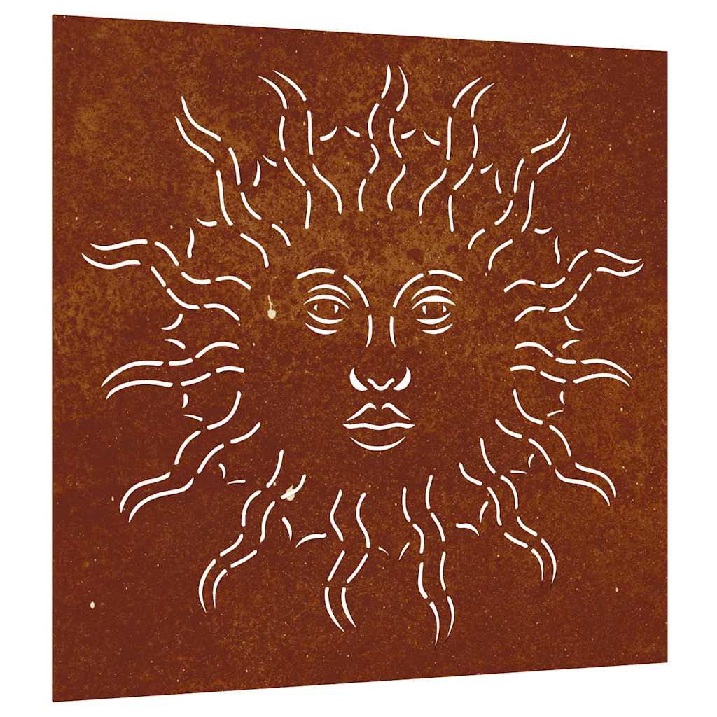 Decorazione Muro da Giardino 55x55 cm Sole in Acciaio Corten