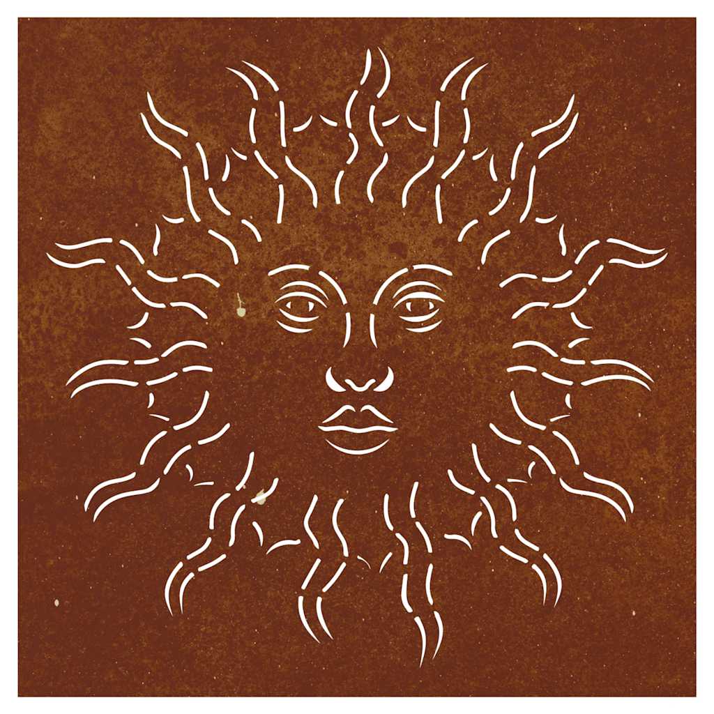 Decorazione Muro da Giardino 55x55 cm Sole in Acciaio Corten