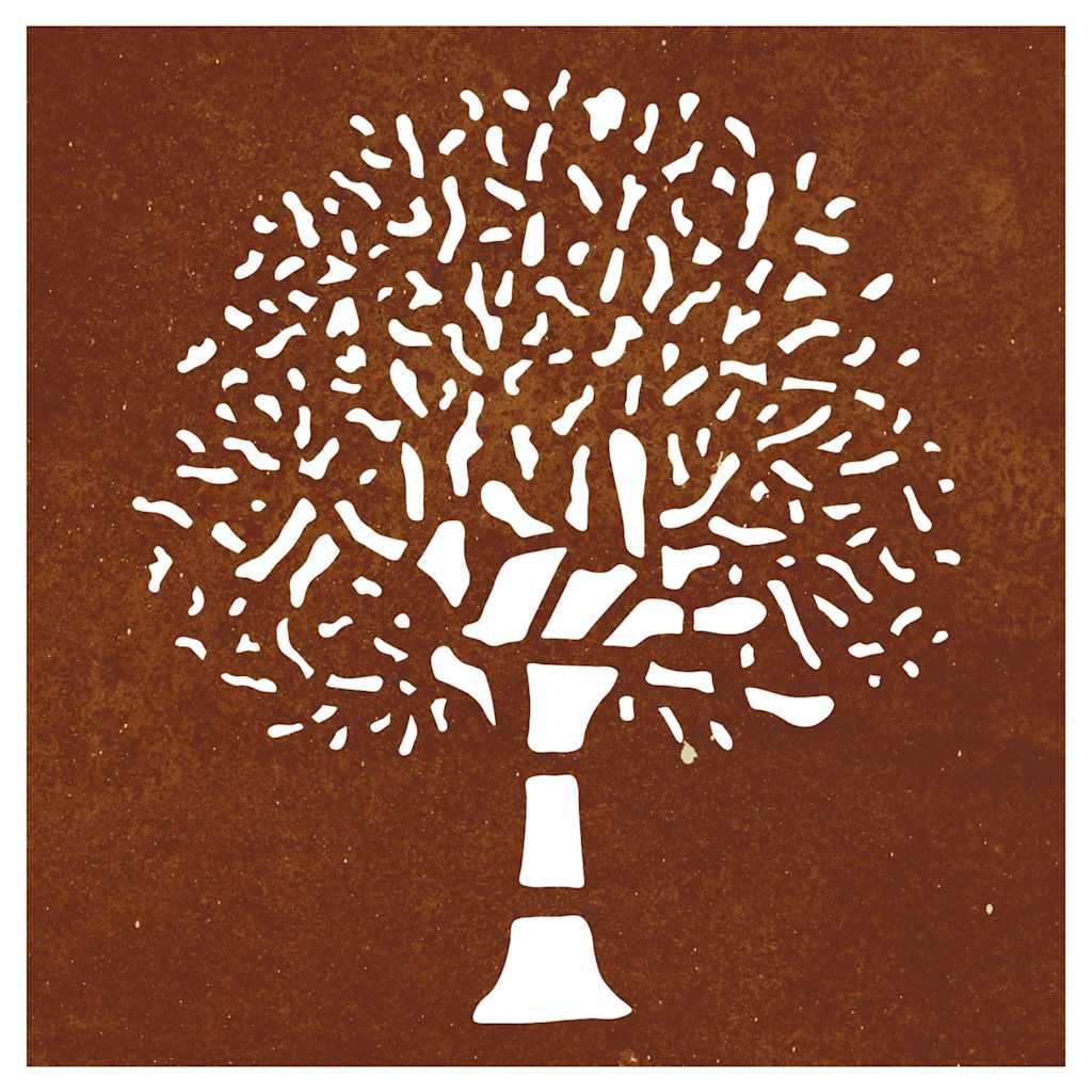 Decorazione Muro da Giardino 55x55 cm Albero in Acciaio Corten
