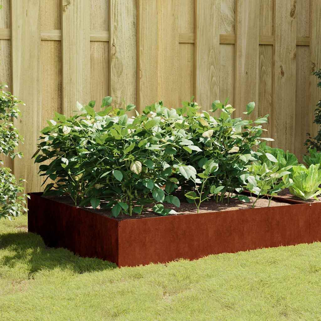Fioriera Rialzata da Giardino 100x100x41 cm in Acciaio Corten