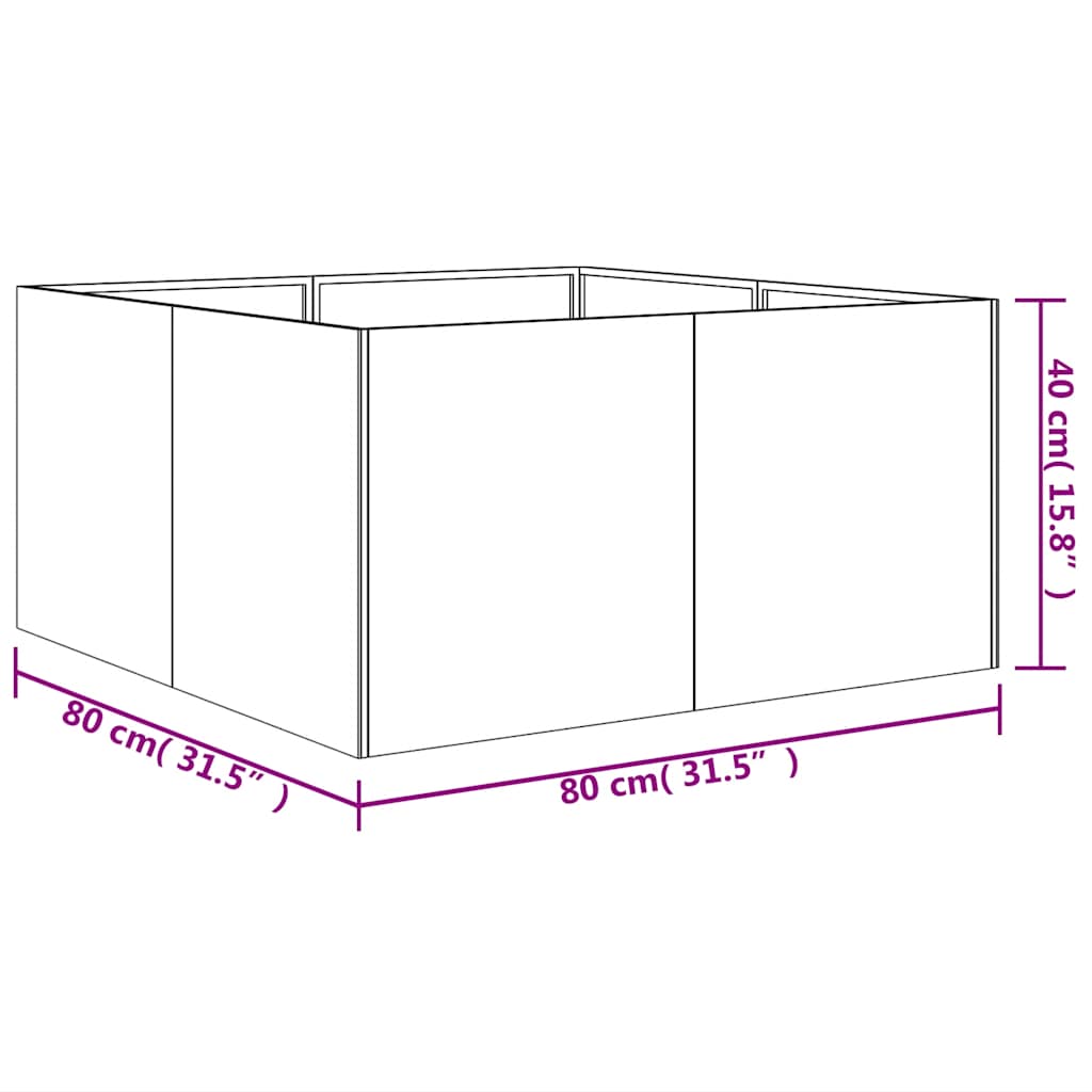 Fioriera 80x80x40 cm in Acciaio Corten