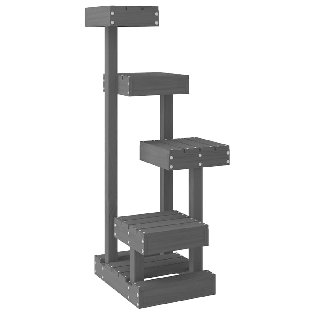 Albero per Gatti Grigio 45,5x49x103cm in Legno Massello di Pino