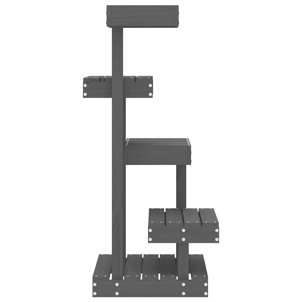 Albero per Gatti Grigio 45,5x49x103cm in Legno Massello di Pino