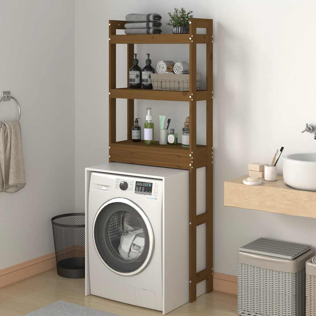 Rastrelliera da Bagno Ambra 63x26x171 cm Legno Massello Pino