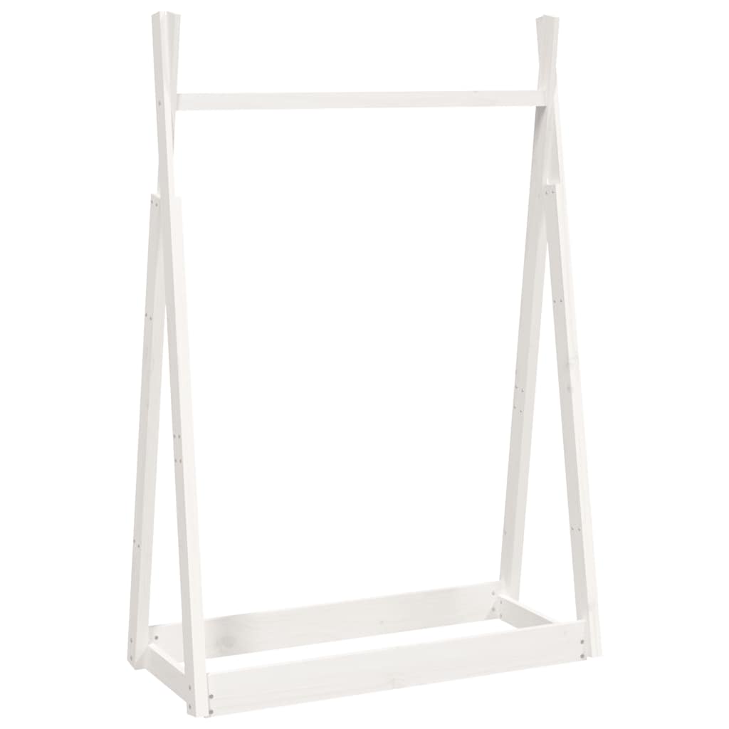 Appendiabiti Bianco 100x45x150 cm in Legno Massello di Pino