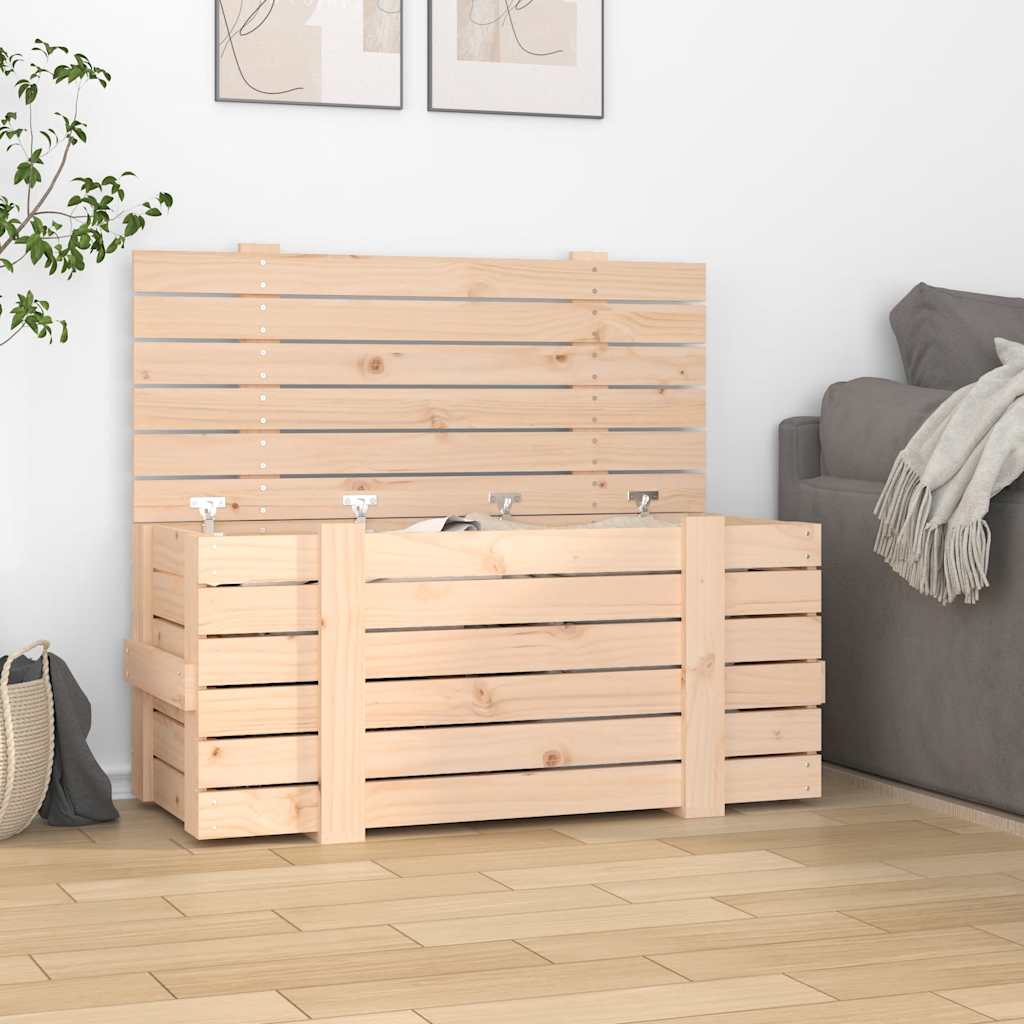 Contenitore Portaoggetti 91x40,5x42 cm Legno Massello di Pino