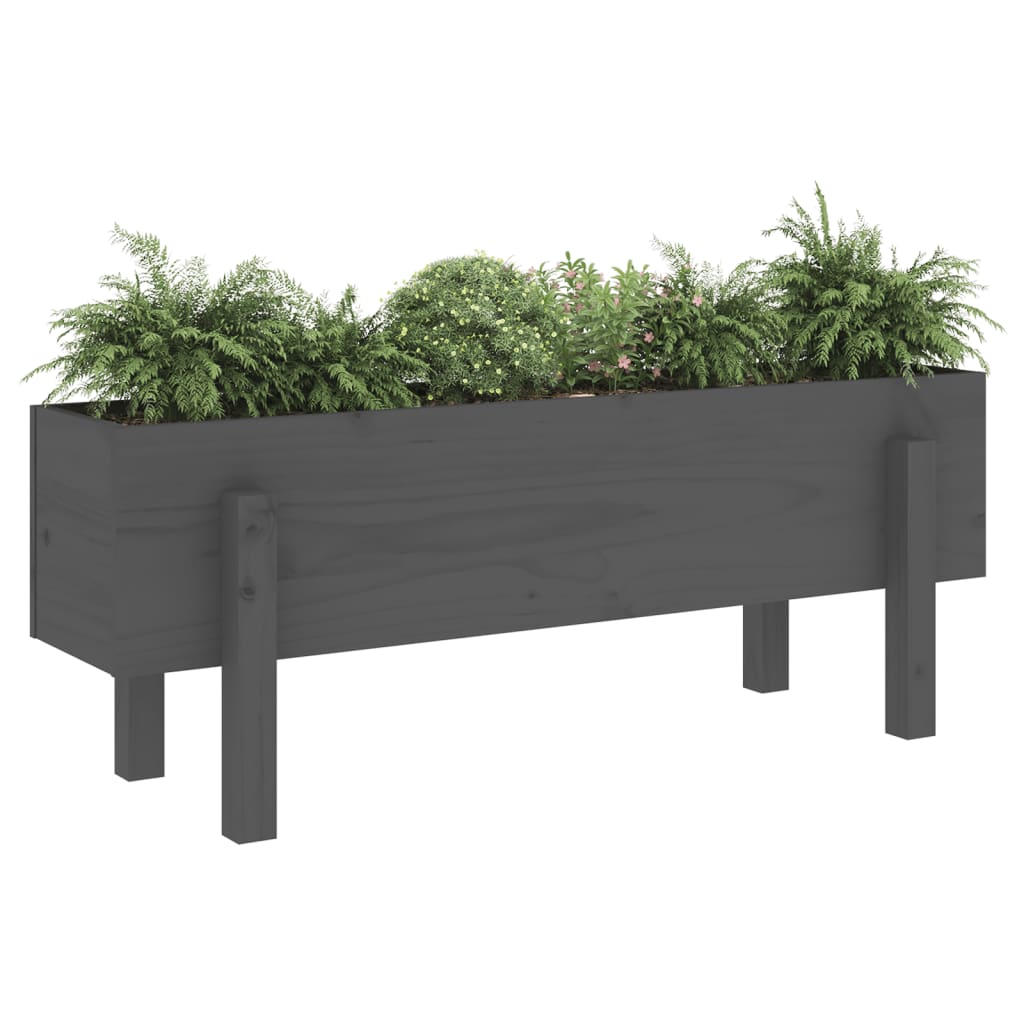 Fioriera Rialzata da Giardino Grigia 101x30x38 cm Massello Pino