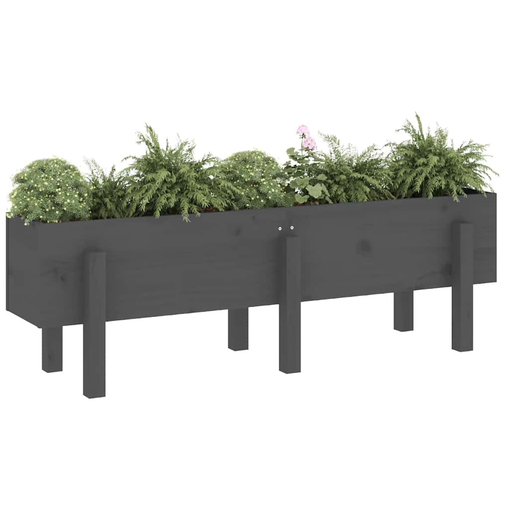 Fioriera Rialzata da Giardino Grigia 121x30x38 cm Massello Pino