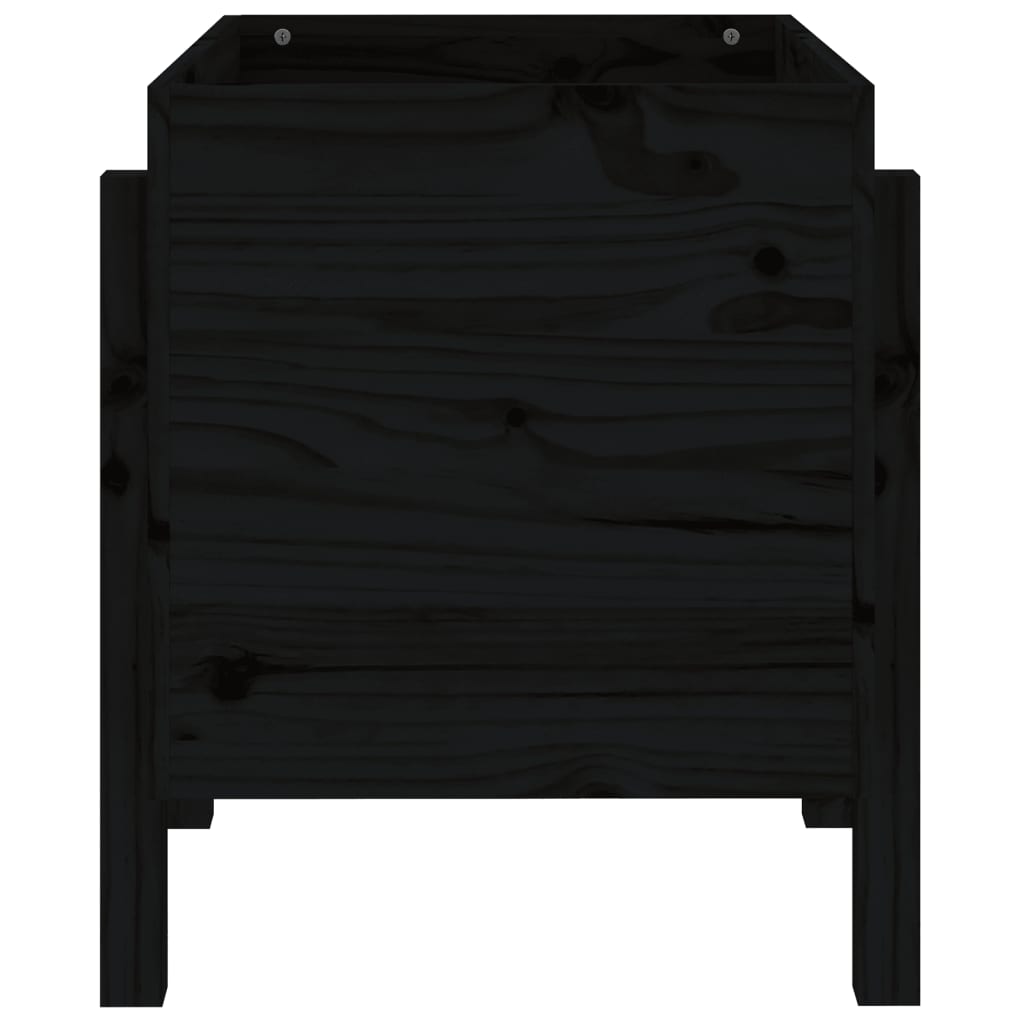 Fioriera da Giardino Nera 62x50x57 cm in Legno Massello di Pino
