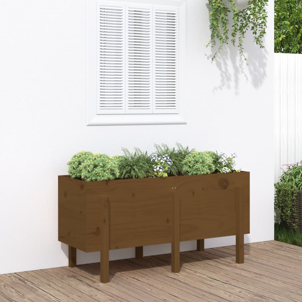 Fioriera Rialzata da Giardino Ambra 121x50x57 cm Massello Pino