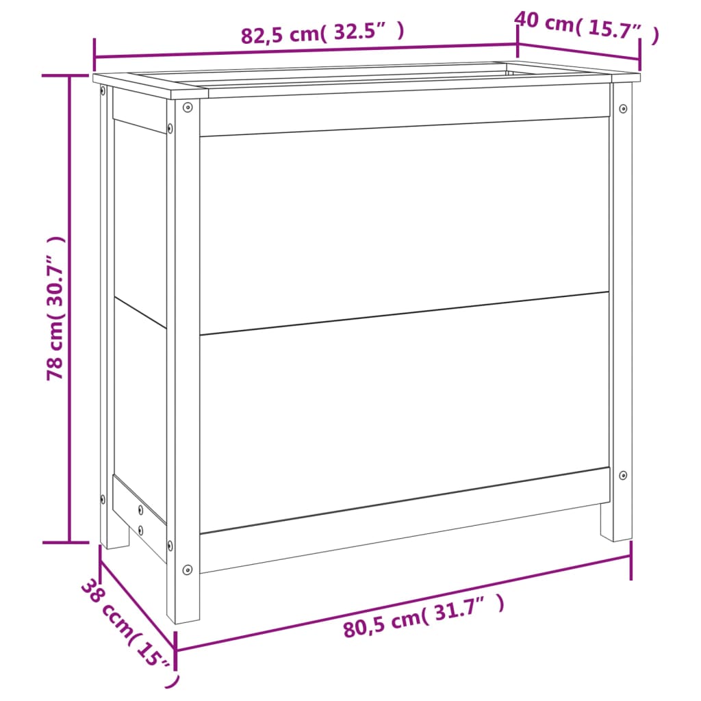 Fioriera da Giardino Ambra 82,5x40x78 cm Legno Massello di Pino