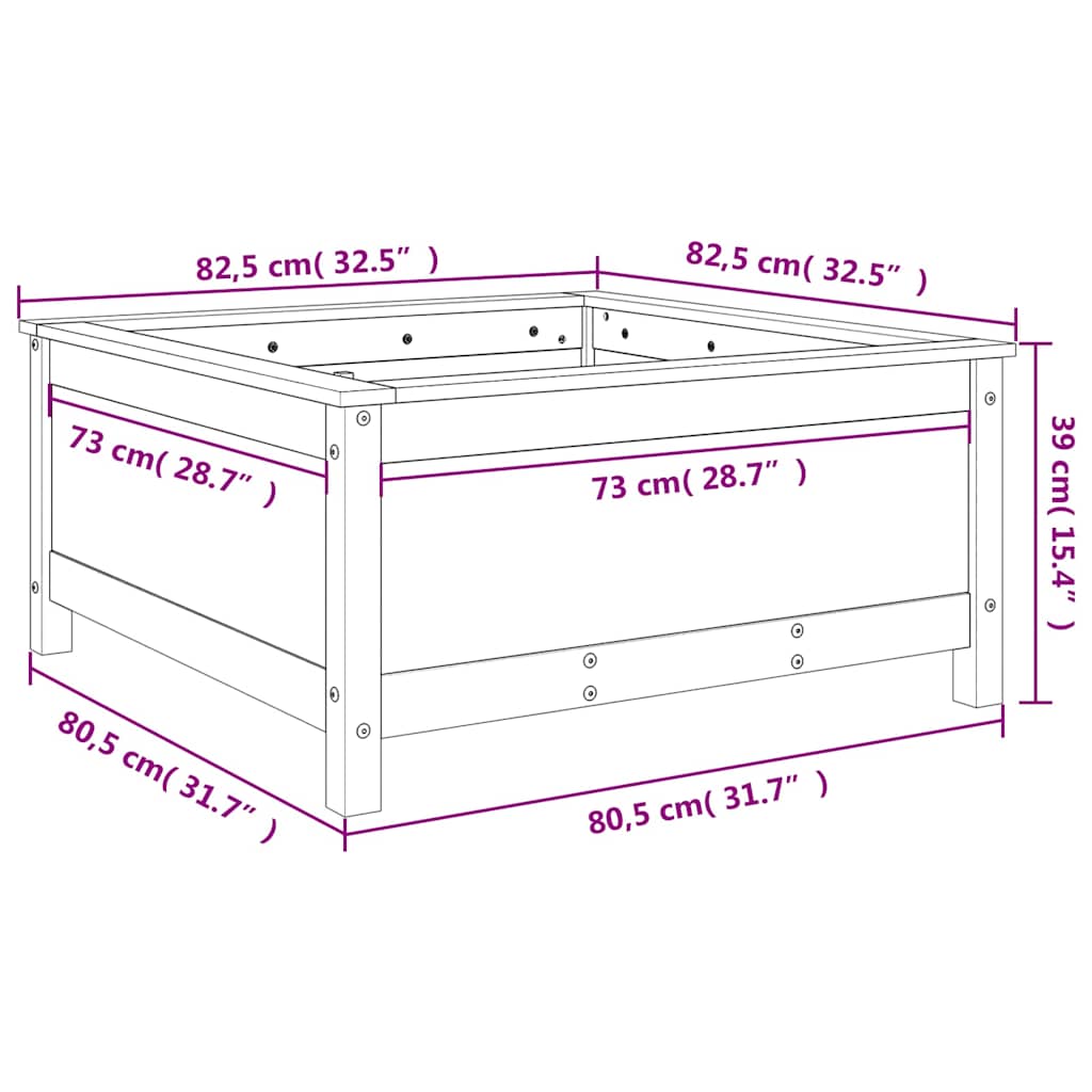 Fioriera da Giardino Ambra 82,5x82,5x39 cm Legno Massello Pino