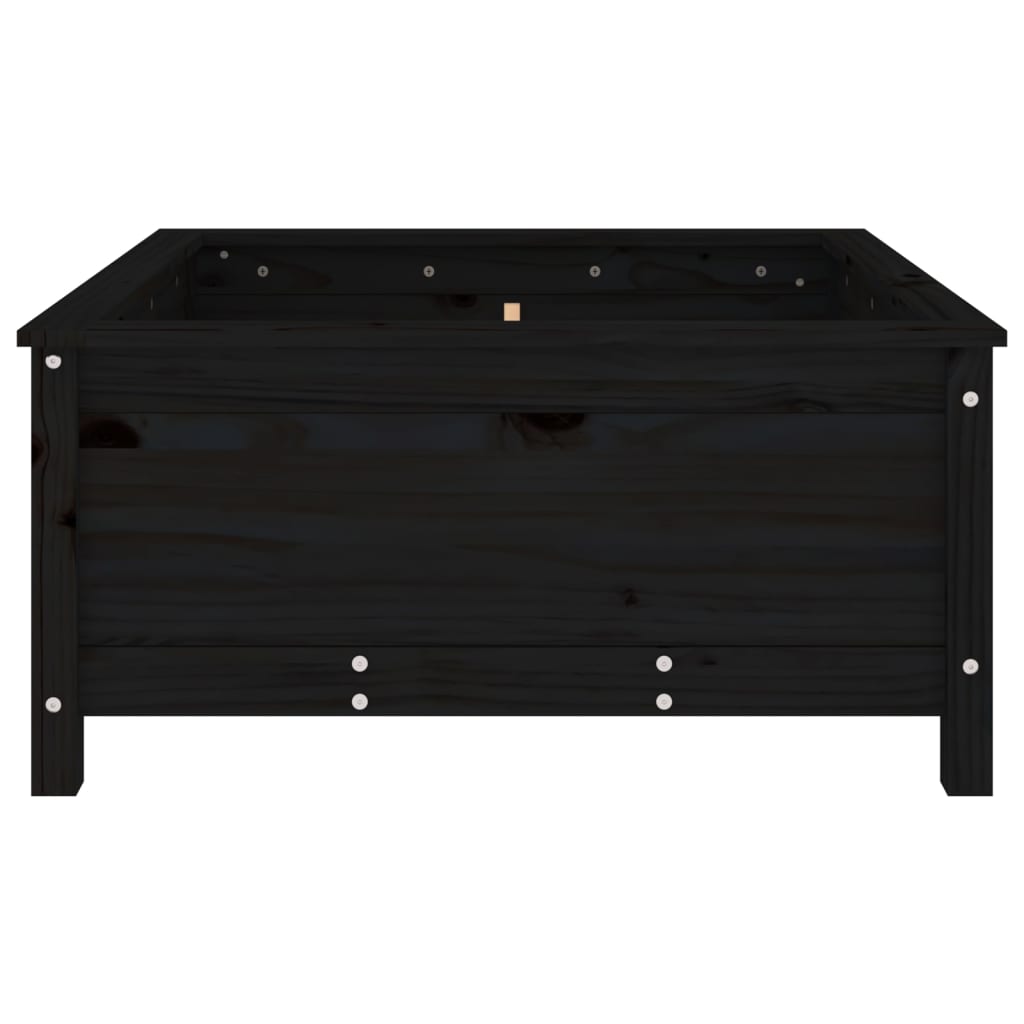 Fioriera da Giardino Nera 82,5x82,5x39cm Legno Massello di Pino