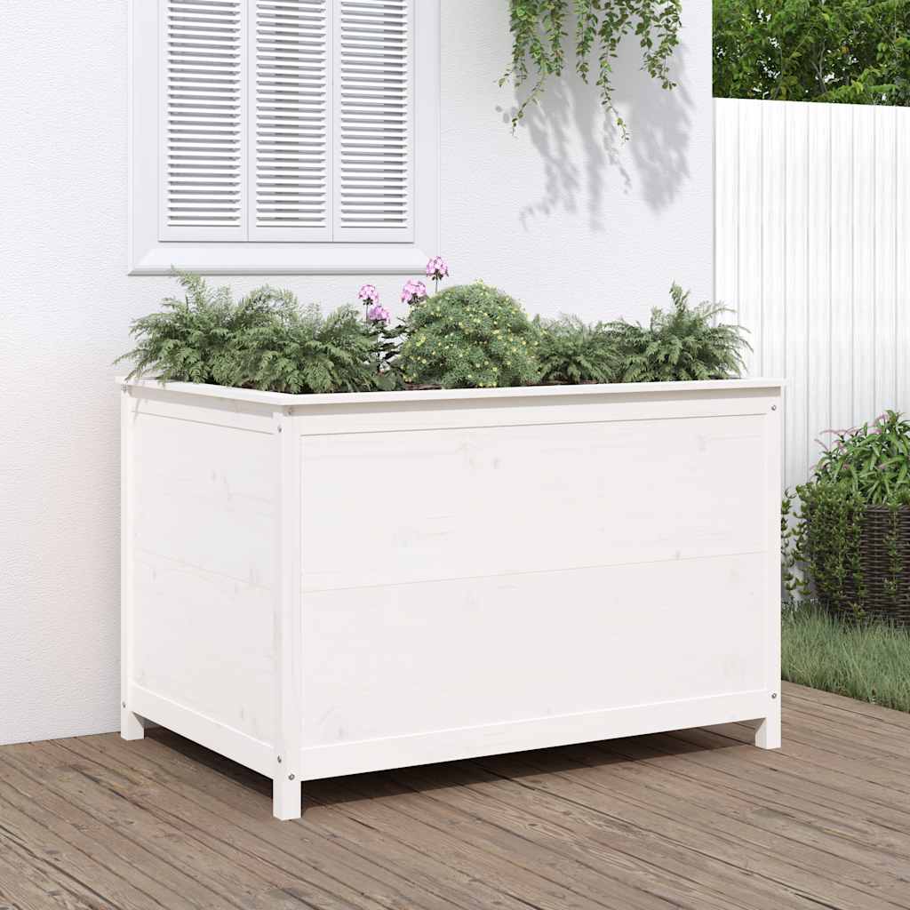 Fioriera Rialzata Giardino Bianca 119,5x82,5x78cm Massello Pino