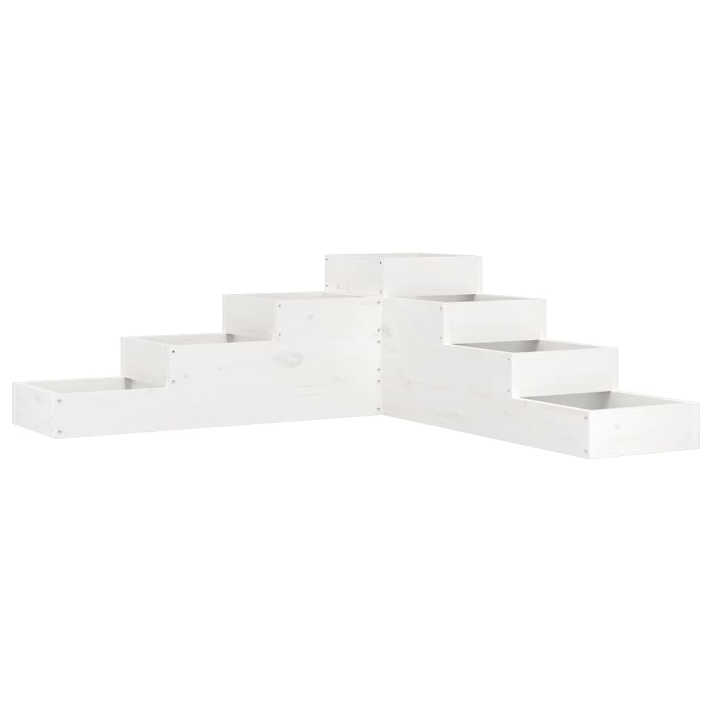 Fioriera Giardino 4 Ripiani Bianca 106x104,5x36cm Massello Pino