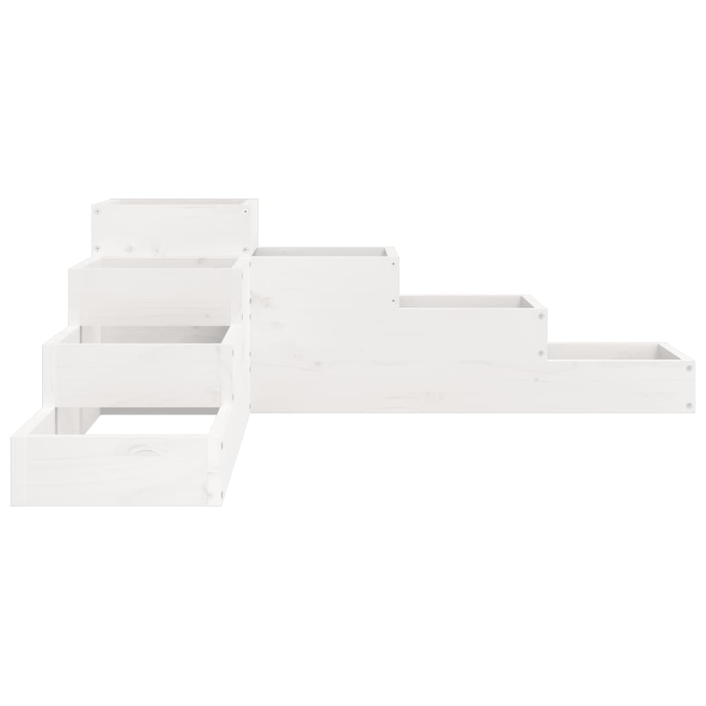 Fioriera Giardino 4 Ripiani Bianca 106x104,5x36cm Massello Pino
