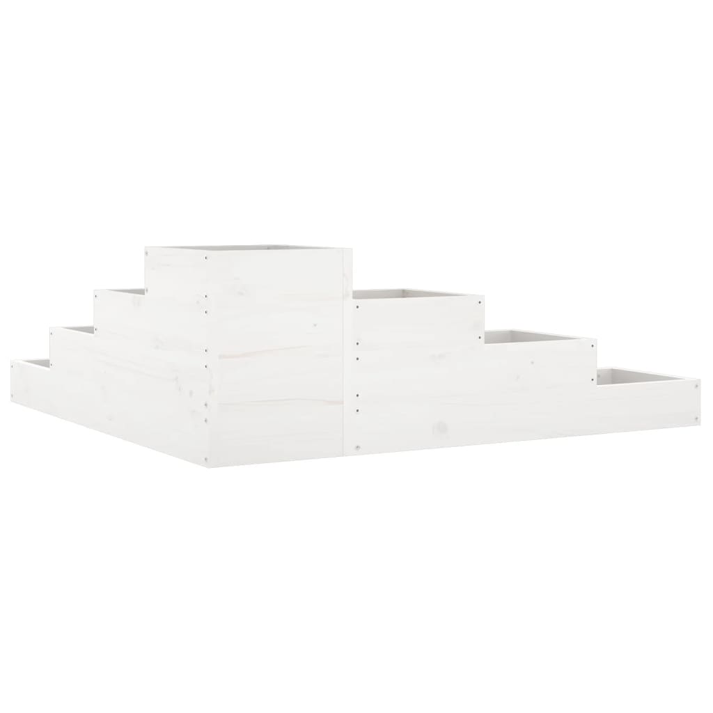 Fioriera Giardino 4 Ripiani Bianca 106x104,5x36cm Massello Pino