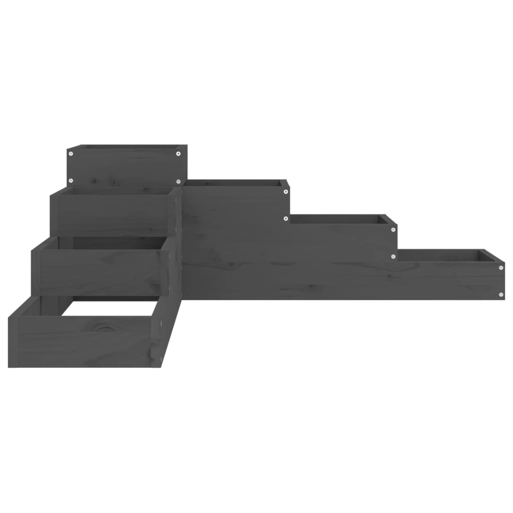 Fioriera Giardino 4 Ripiani Grigia 106x104,5x36cm Massello Pino