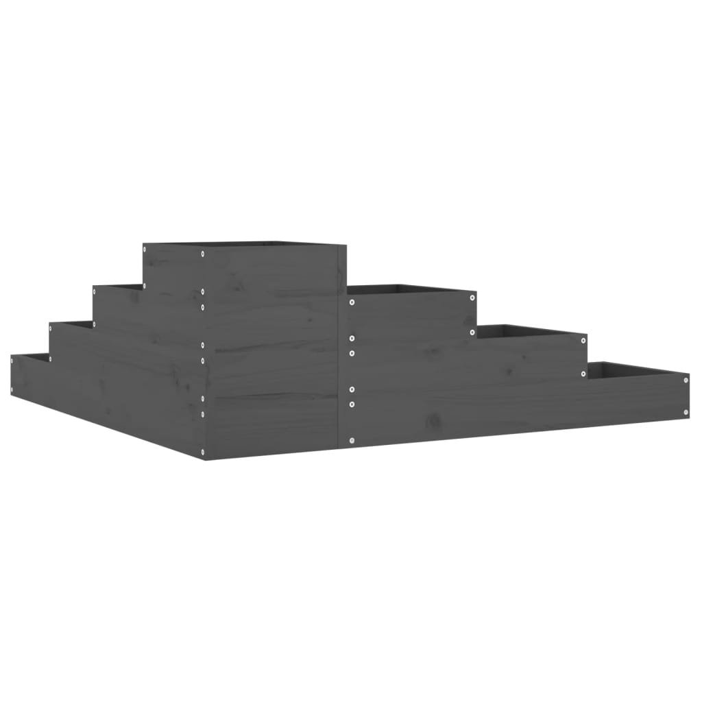 Fioriera Giardino 4 Ripiani Grigia 106x104,5x36cm Massello Pino