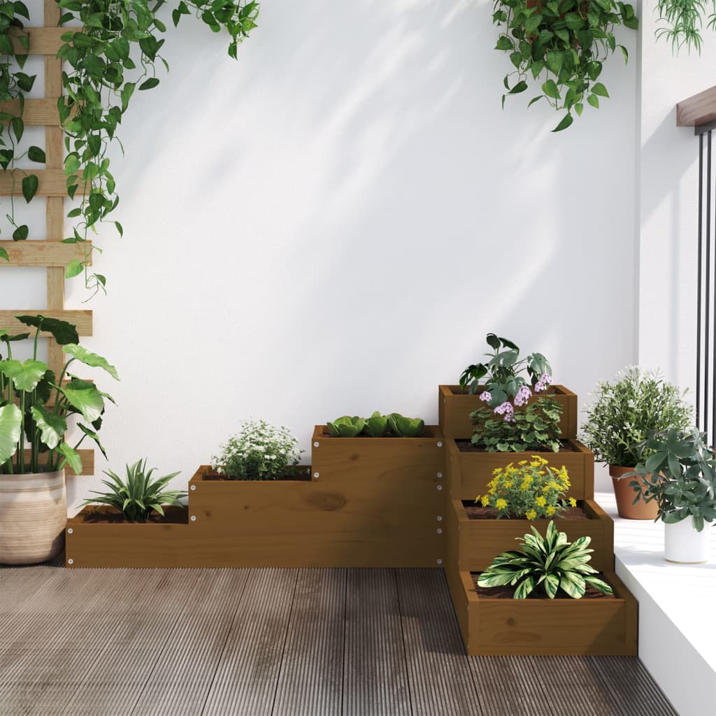 Fioriera Giardino 4 Ripiani Ambra 106x104,5x36cm Massello Pino
