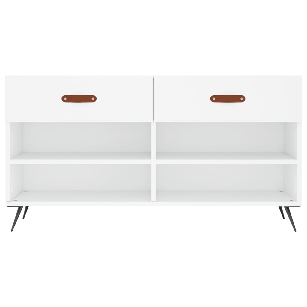 Panca Porta Scarpe Bianca 102x35x55 cm in Legno Multistrato