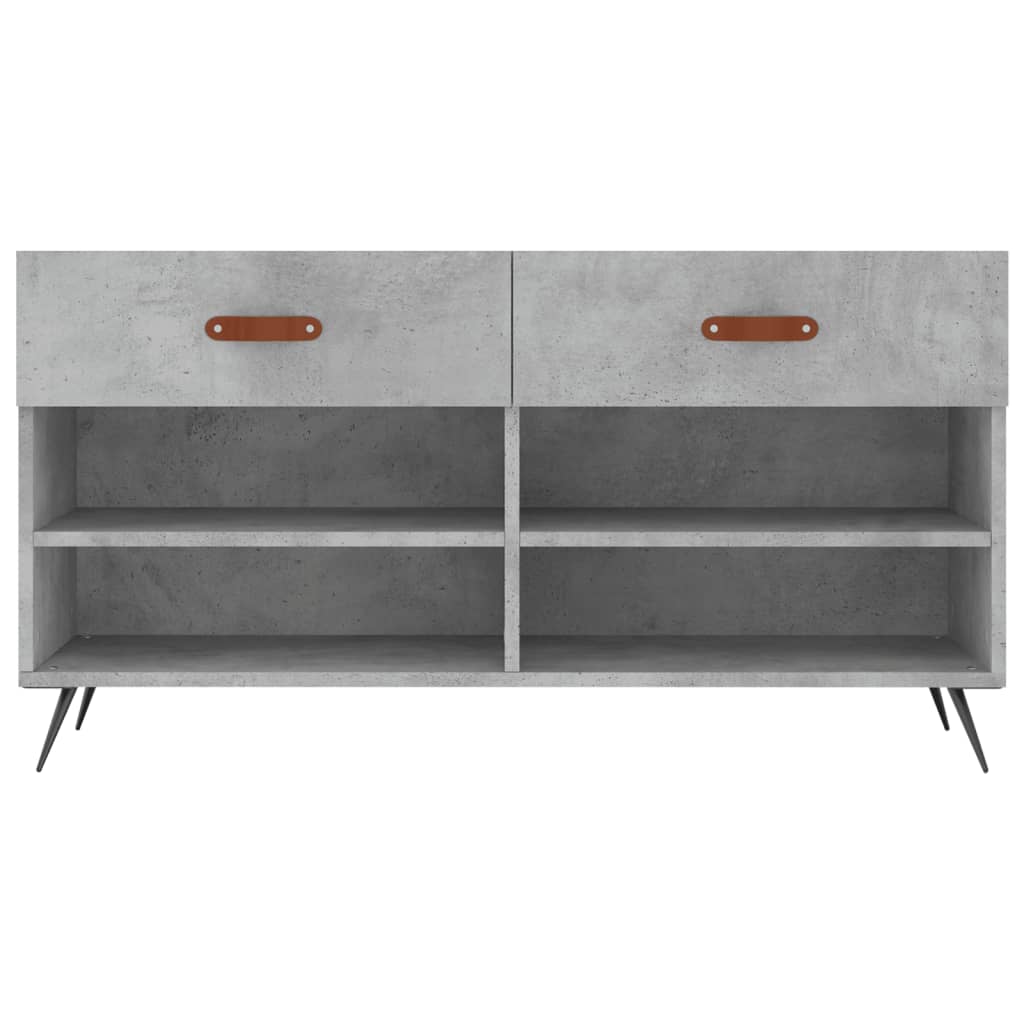 Panca Porta Scarpe Grigio Cemento 102x35x55cm Legno Multistrato