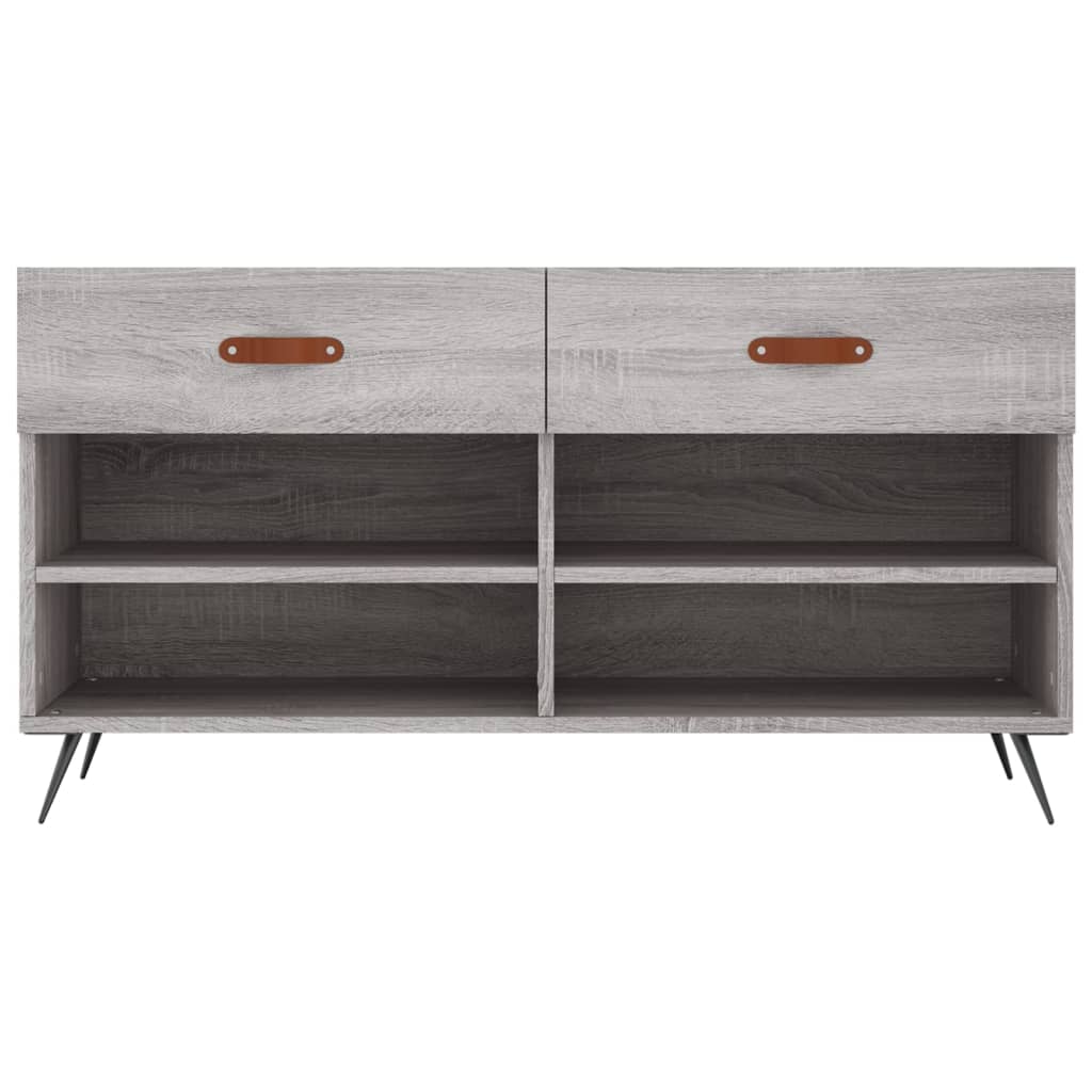 Panca Porta Scarpe Grigio Sonoma 102x35x55 cm Legno Multistrato