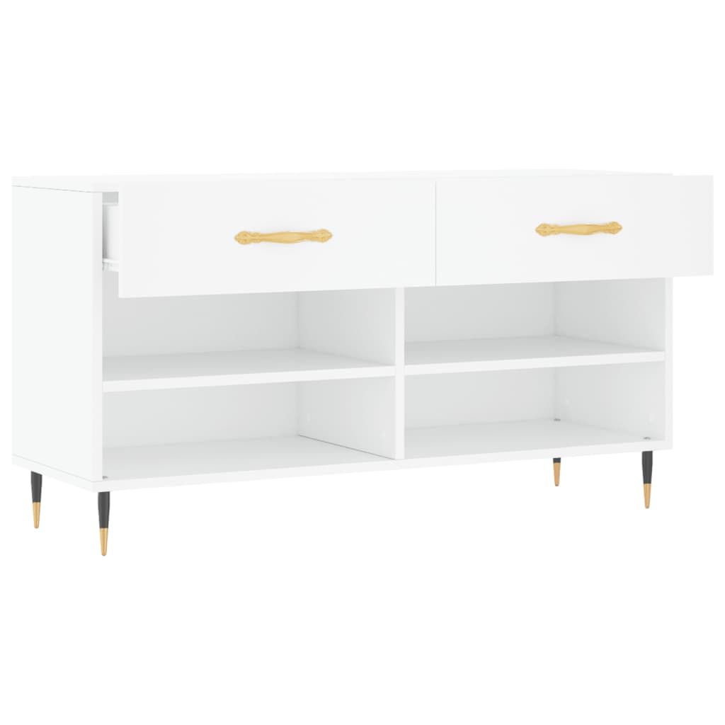 Panca Porta Scarpe Bianca 102x35x55 cm in Legno Multistrato