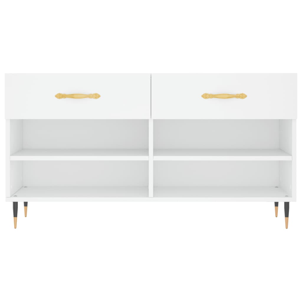 Panca Porta Scarpe Bianca 102x35x55 cm in Legno Multistrato