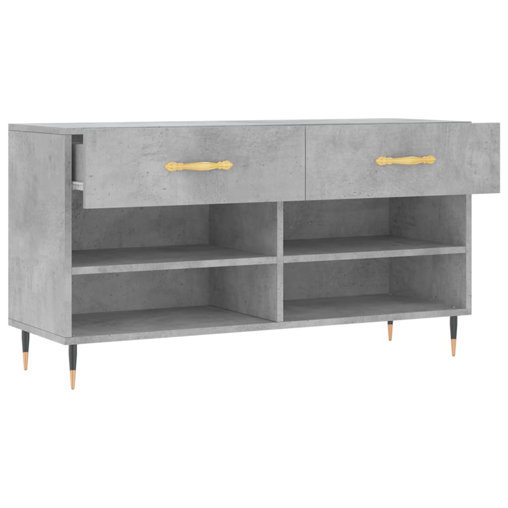 Panca Porta Scarpe Grigio Cemento 102x35x55cm Legno Multistrato