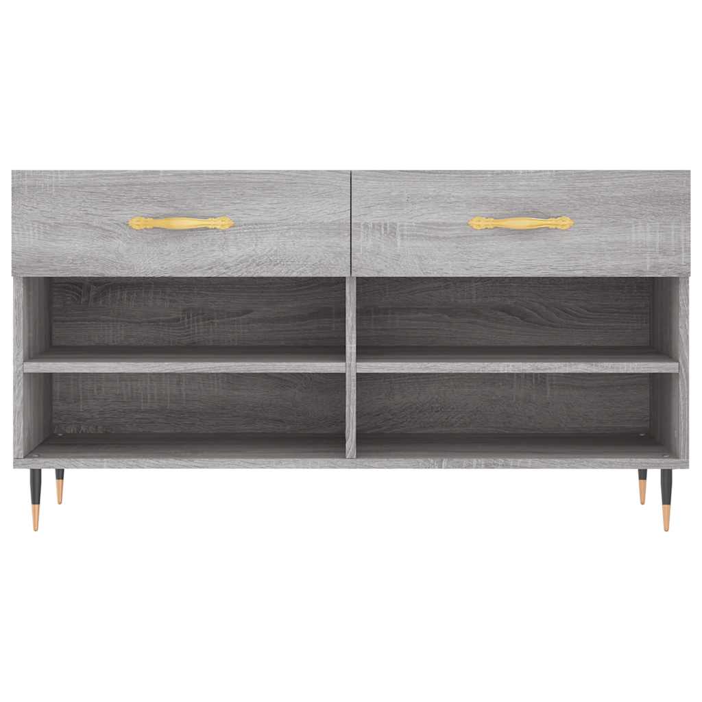 Panca Porta Scarpe Grigio Sonoma 102x35x55 cm Legno Multistrato