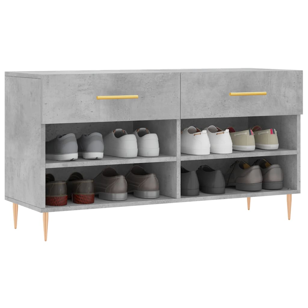 Panca Porta Scarpe Grigio Cemento 102x35x55cm Legno Multistrato