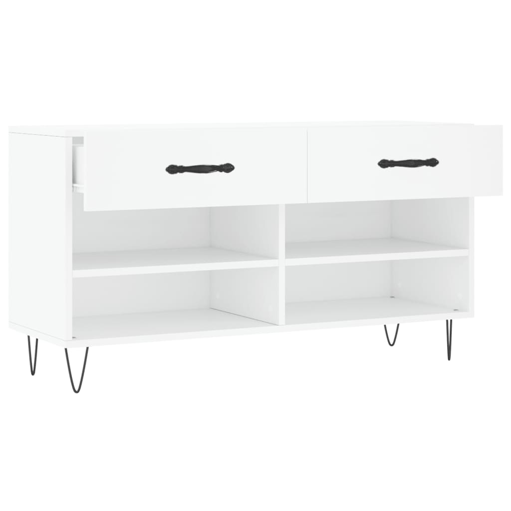 Panca Porta Scarpe Bianca 102x35x55 cm in Legno Multistrato