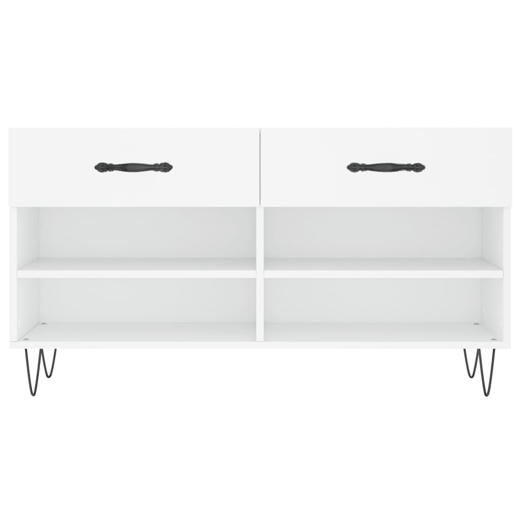 Panca Porta Scarpe Bianca 102x35x55 cm in Legno Multistrato